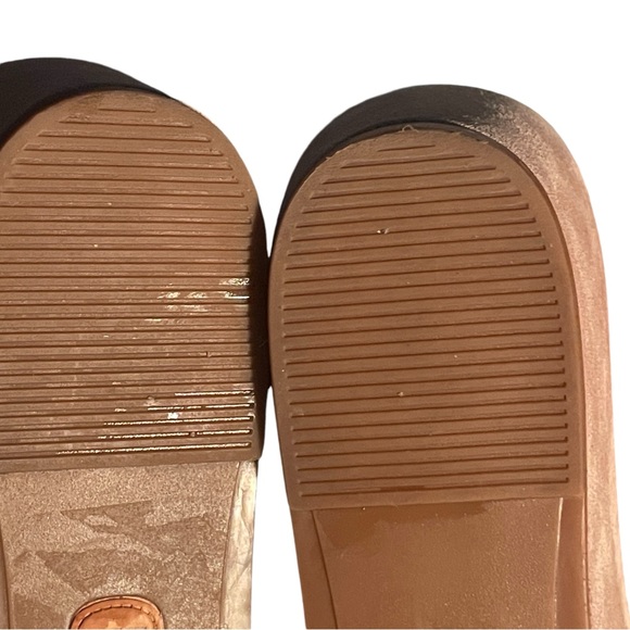 Luca Lenore Leather Platform Wedge Sandal Slide Striped Vamp Women’s Sz 7.5 - Picture 11 of 13